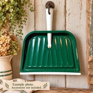 Metal Dustpan Ballonoff Home Products Green Enamel Long Handle Cottagecore VTG